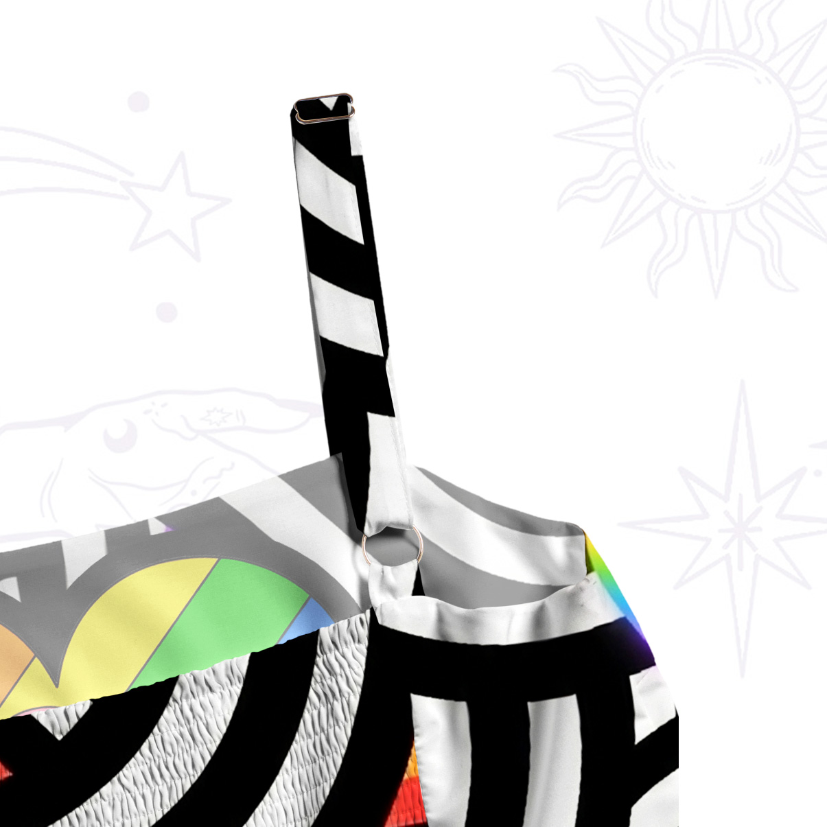 Purplehecate Pride Pop Rainbow Maze Wide Straps Maxi Dress
