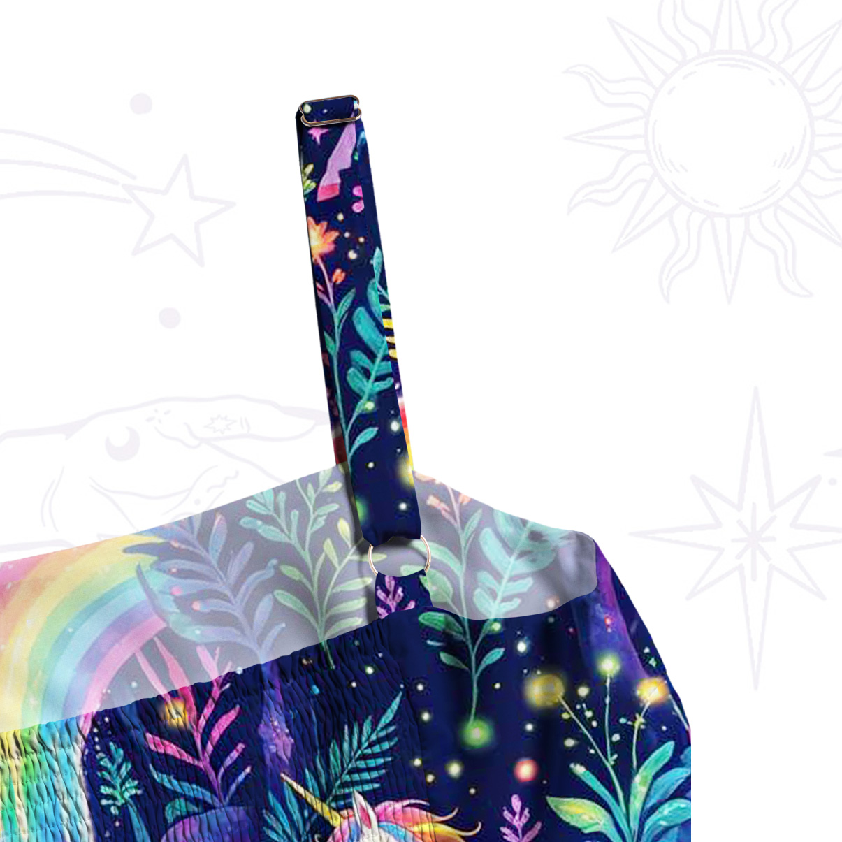 Purplehecate Rainbow Forest Unicorn Magic Wide Straps Maxi Dress