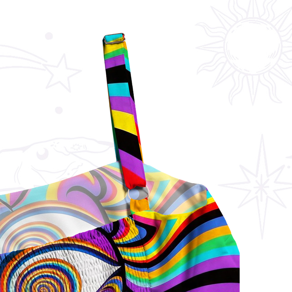 Purplehecate Psychedelic Pride Spiral Rainbow Wide Straps Maxi Dress