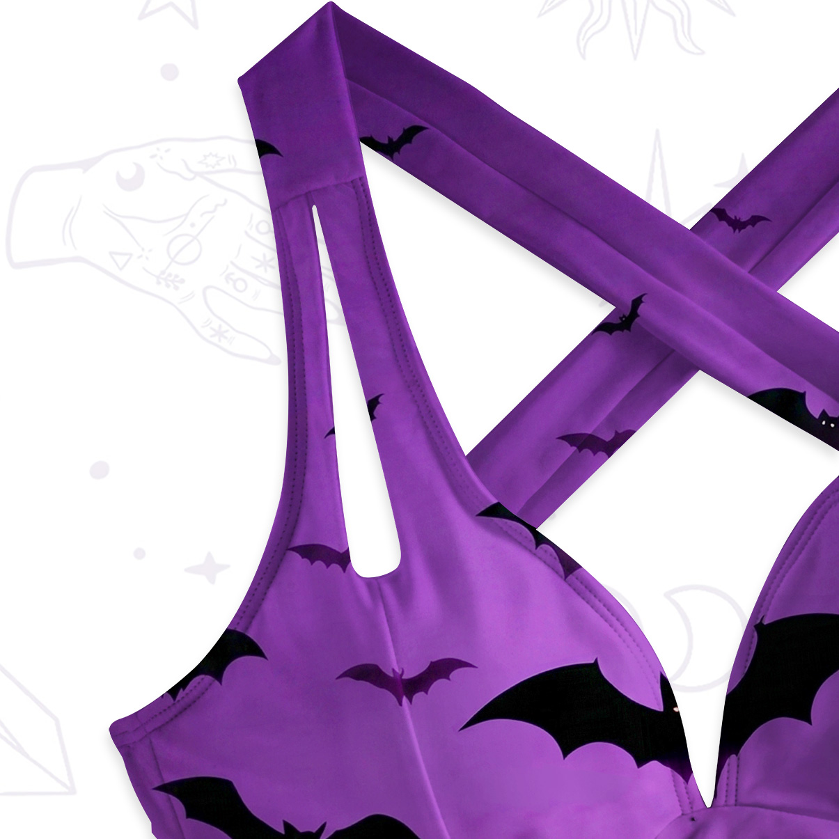 Purplehecate Spooky Night Bat Kingdom One-Piece Swimsuit