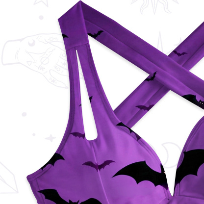 Purplehecate Spooky Night Bat Kingdom One-Piece Swimsuit