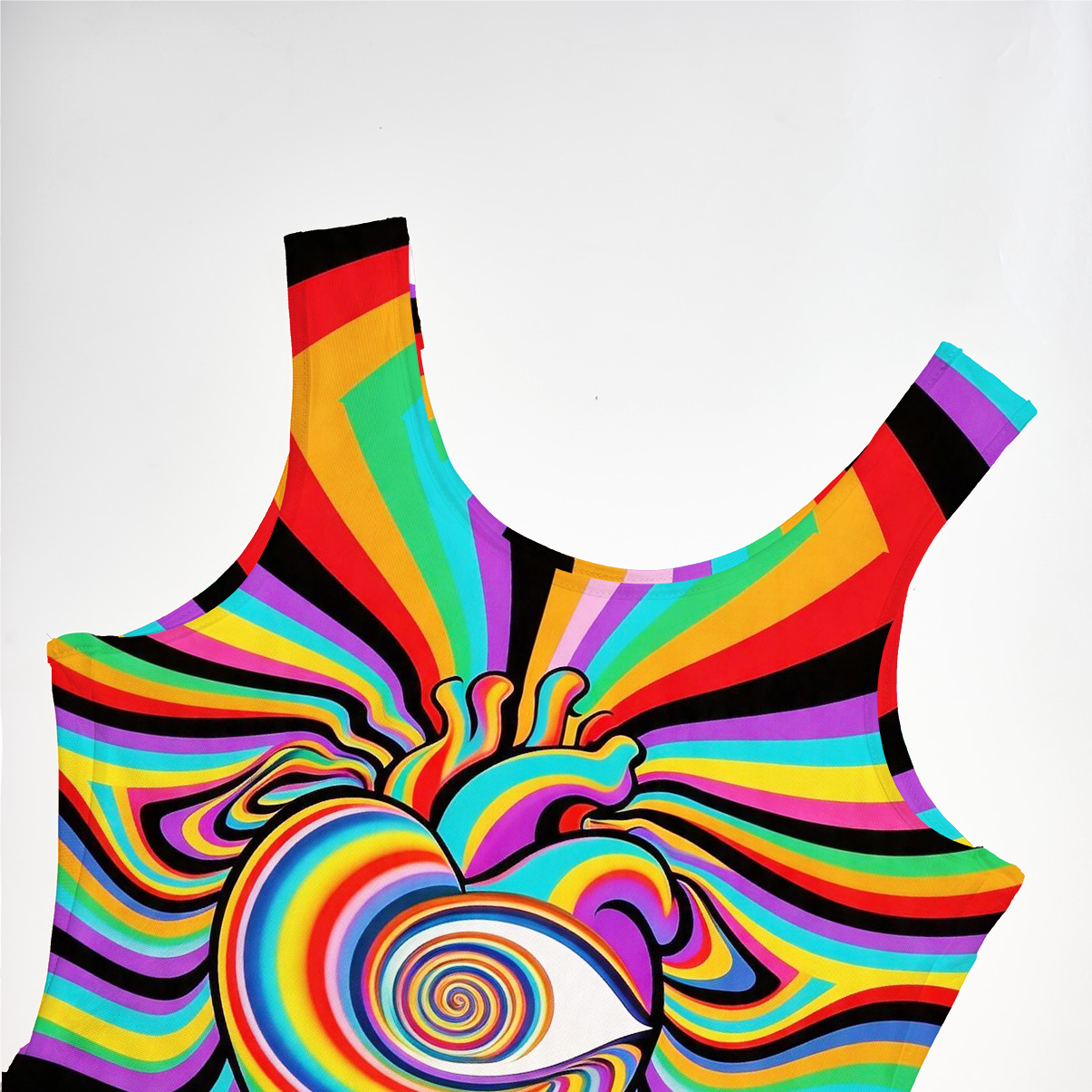 Purplehecate Psychedelic Pride Spiral Rainbow Mesh Maxi Tank Beach Dress