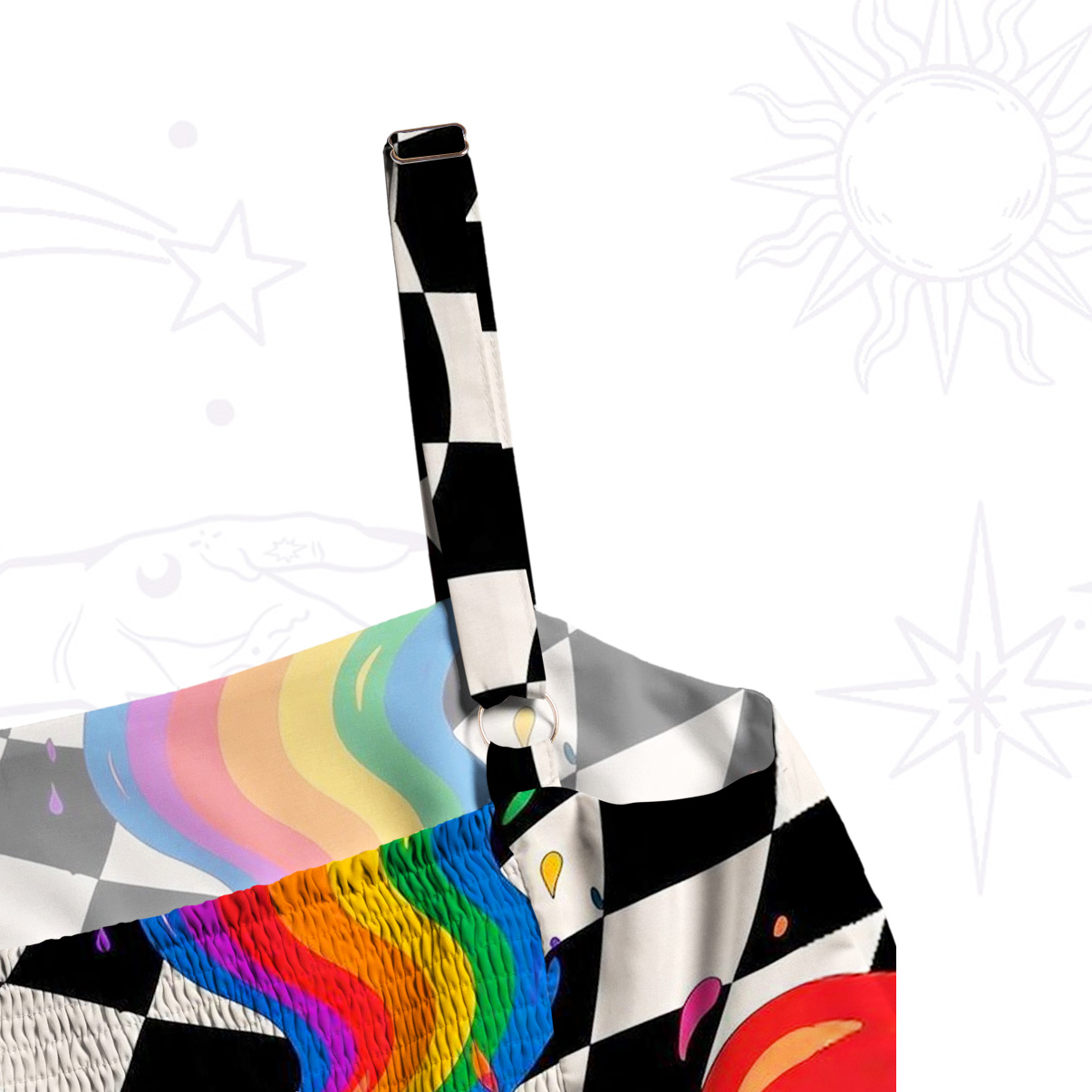 Purplehecate Trippy Rainbow Pride Heart Wide Straps Maxi Dress