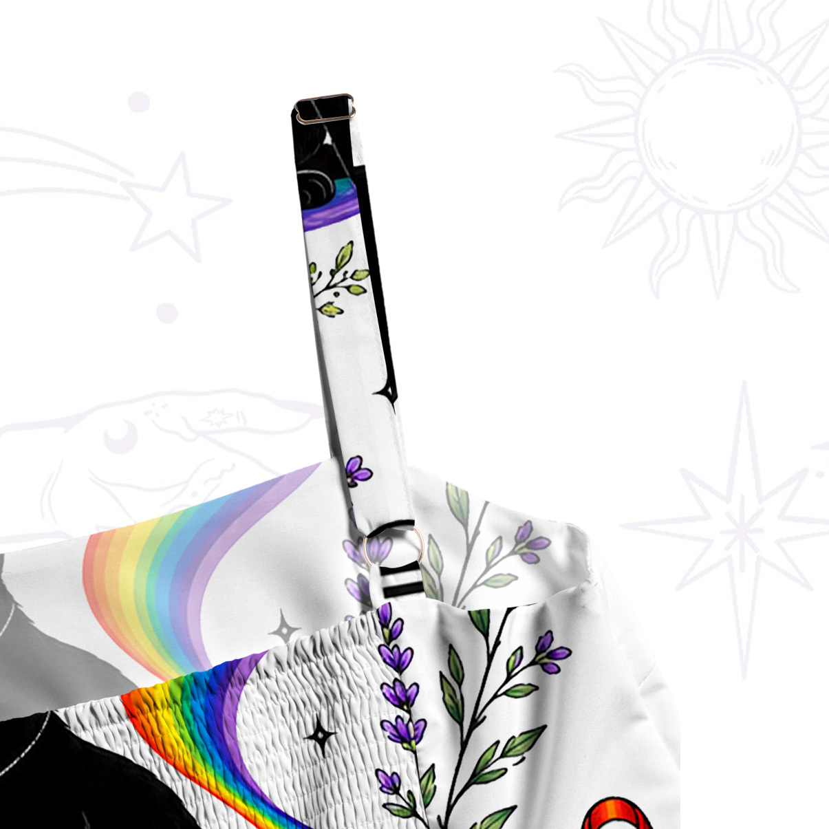 Purplehecate Rainbow Witch Cat Parade Wide Straps Maxi Dress