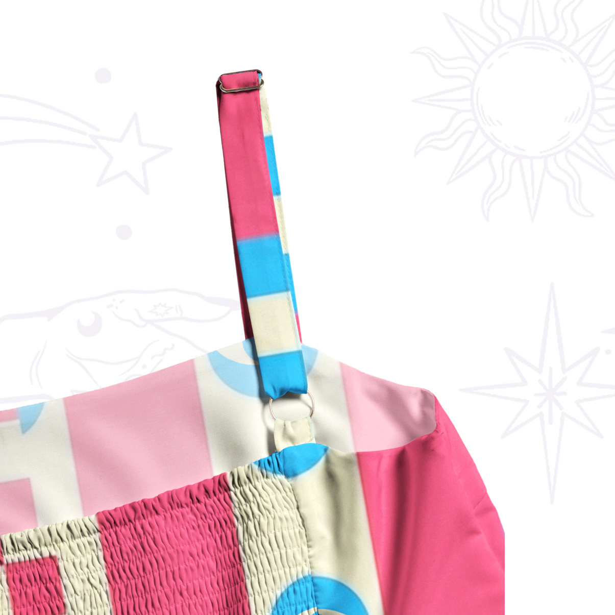 Purplehecate Transgender Pride Pastel Patchwork Wide Straps Maxi Dress