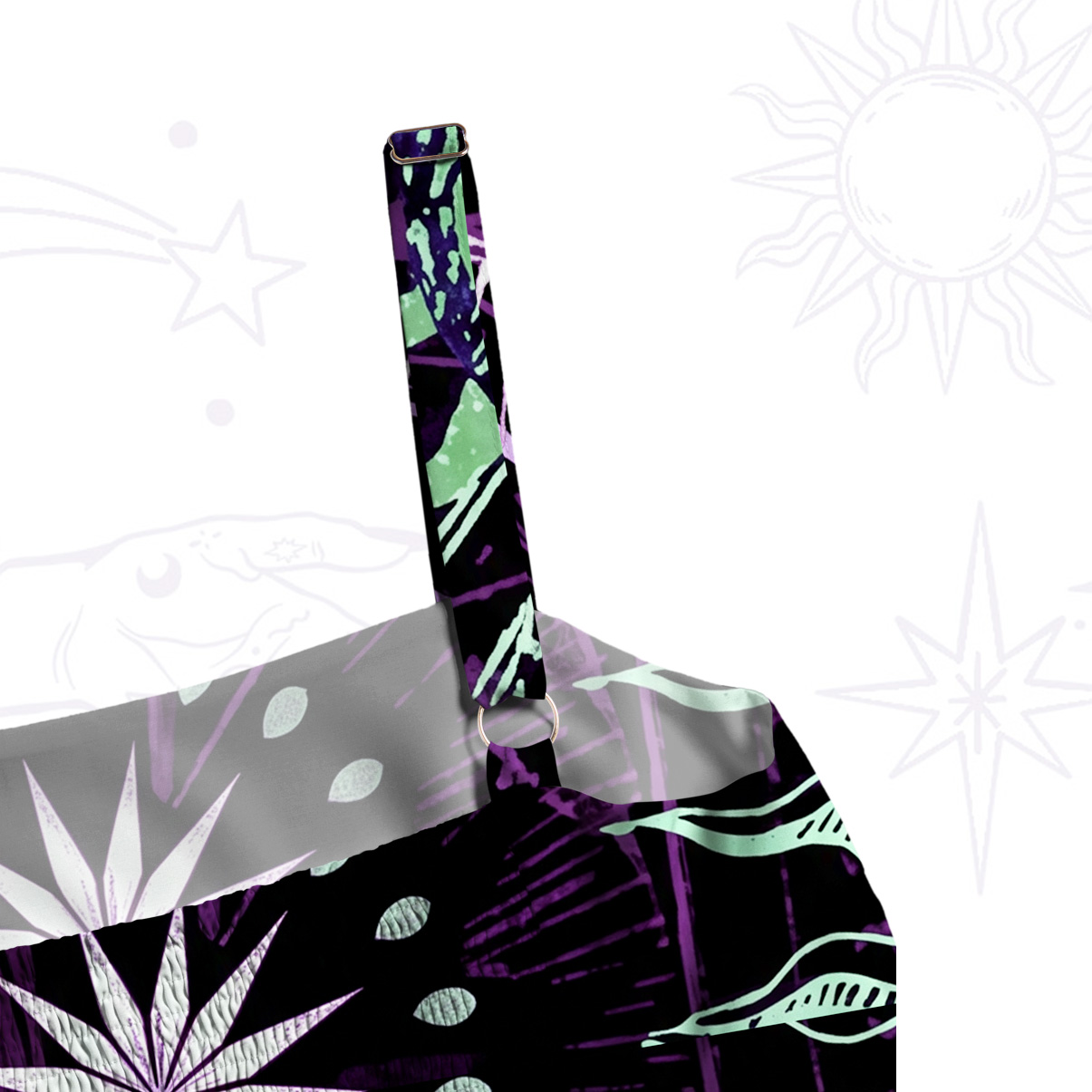 Purplehecate Starbound Celestial Sun & Moon Wide Straps Maxi Dress