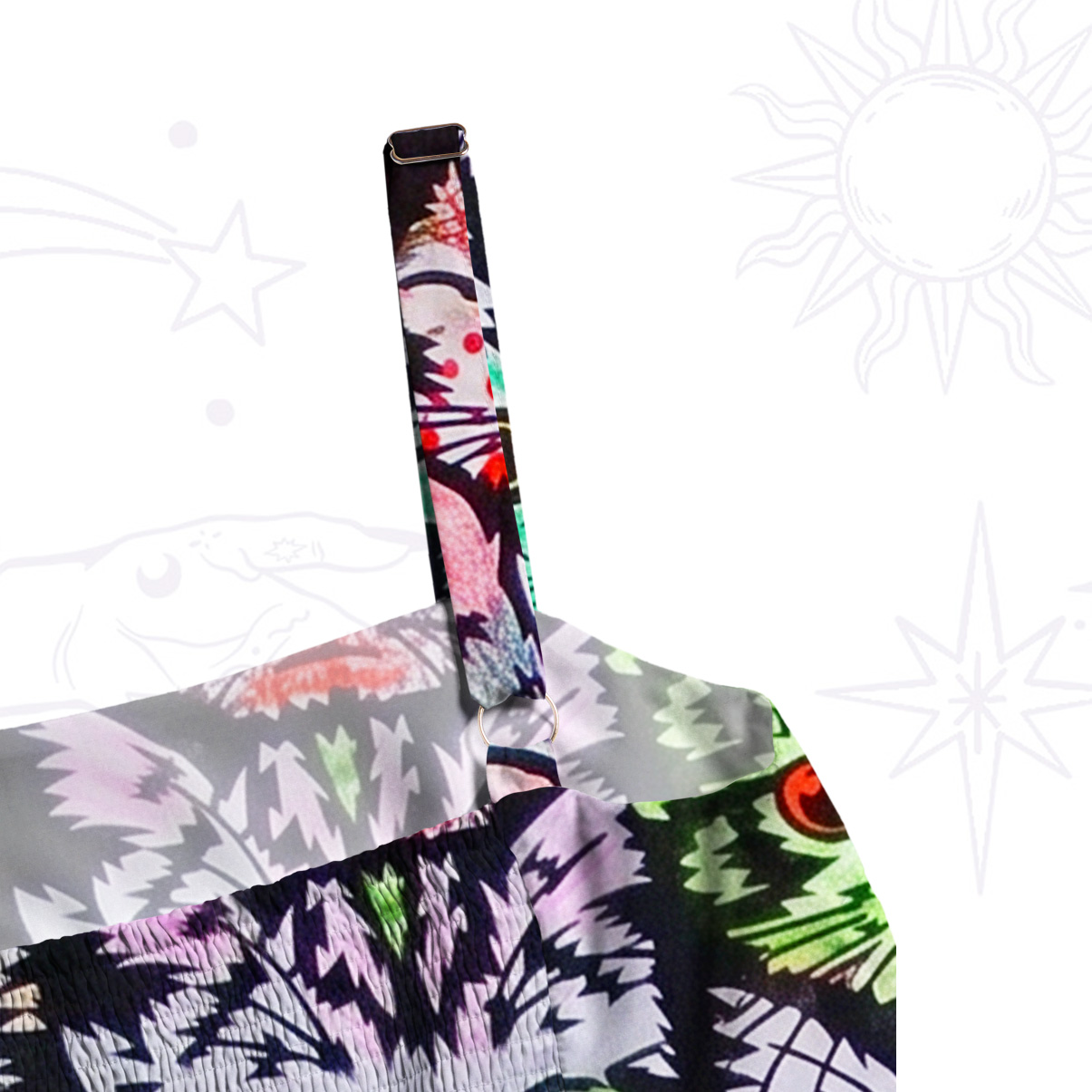 Purplehecate Meow Magic Wide Straps Maxi Dress