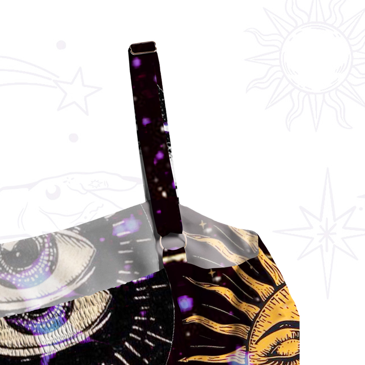 Purplehecate Witchy Galaxy All‑Over Print Wide Straps Maxi Dress