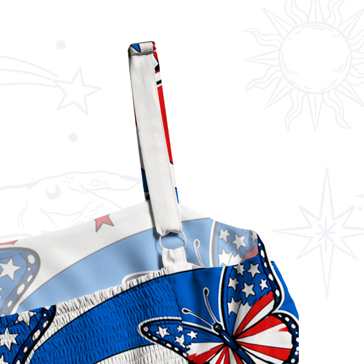 Purplehecate Patriotic Butterfly 4th of July Wide Straps Maxi Dress