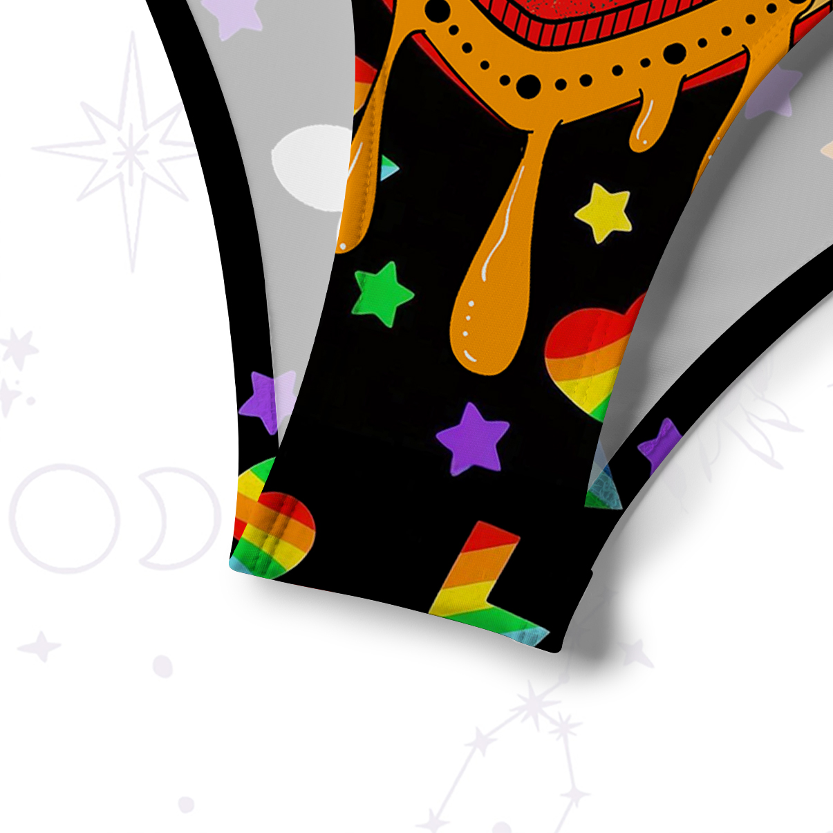 Purplehecate Rainbow Sacred Heart All Seeing Eye Pride Crisscross Tie-Back Bikini Set