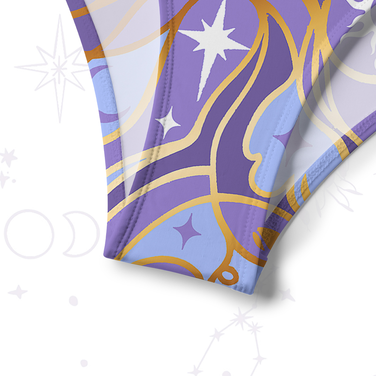 Purplehecate Divination Night Print Crisscross Tie-Back Bikini Set