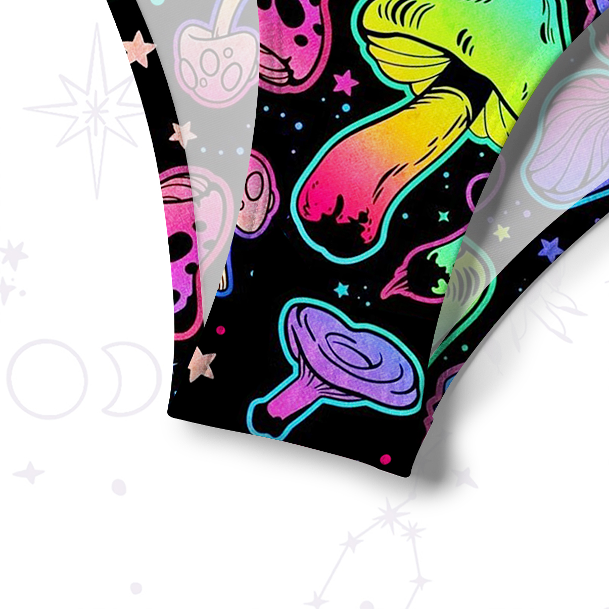 Purplehecate Psychedelic Mushroom Rave Crisscross Tie-Back Bikini Set