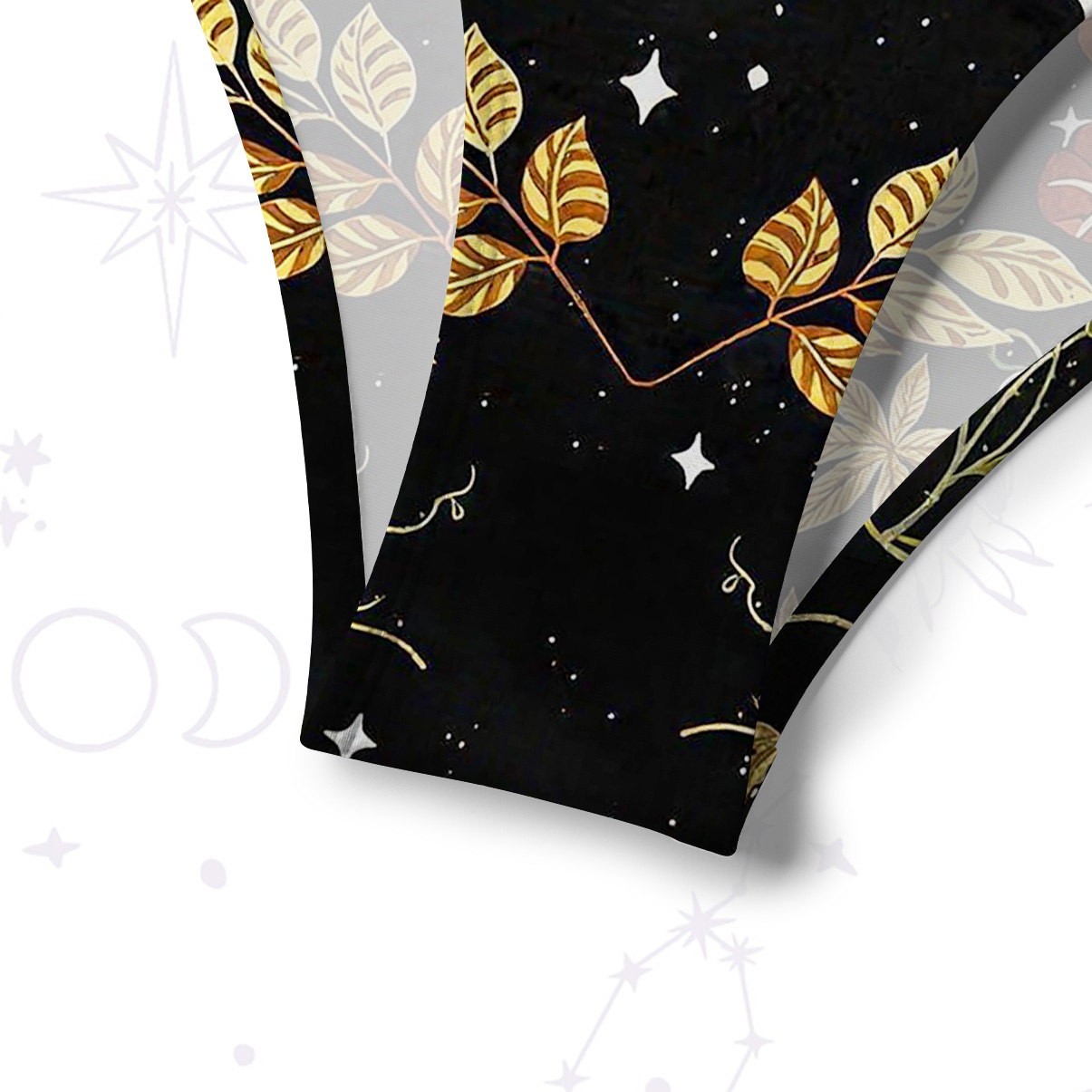 Purplehecate Moon Phase Floral Crisscross Tie-Back Bikini Set