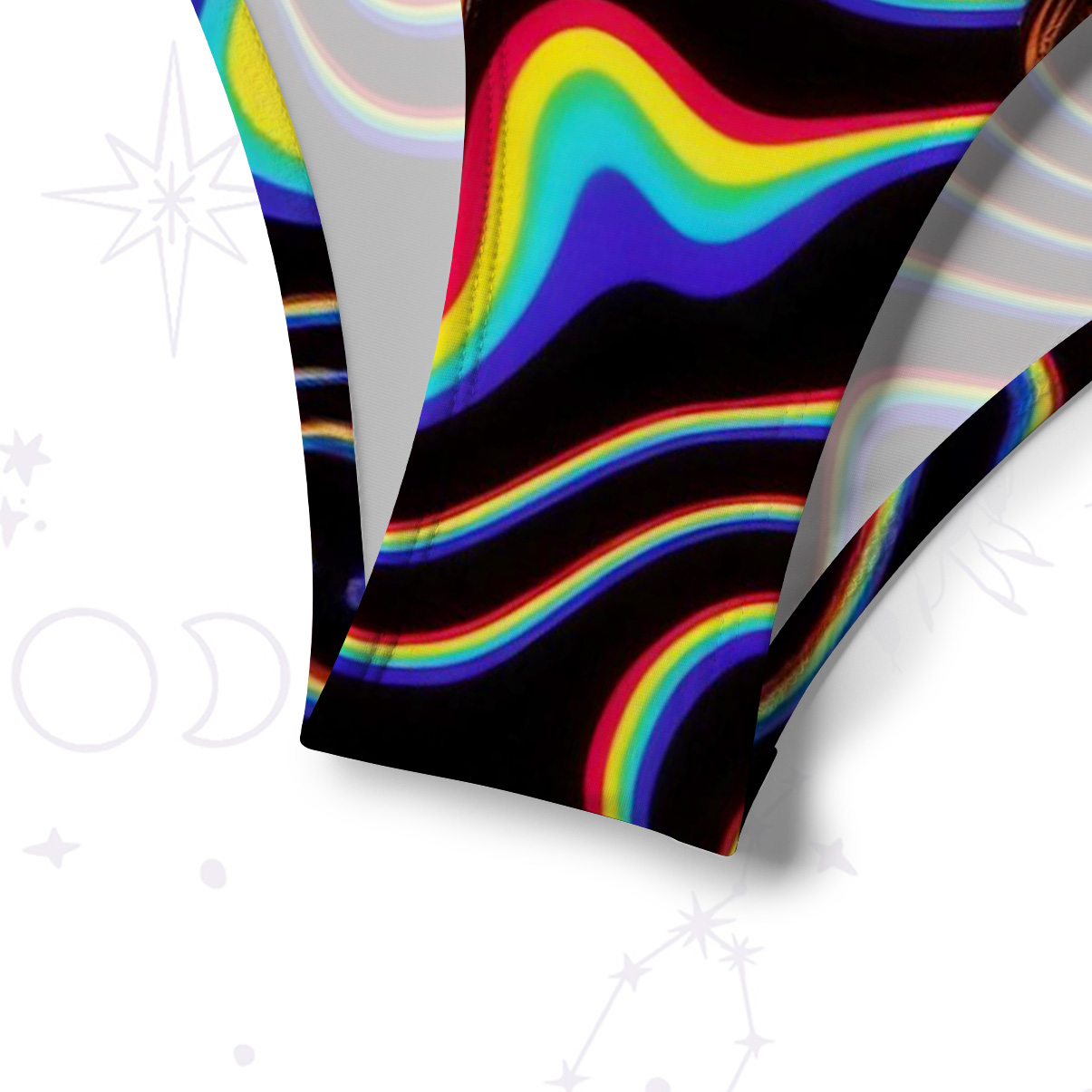 Purplehecate Psychedelic Sun and Moon Crisscross Tie-Back Bikini Set