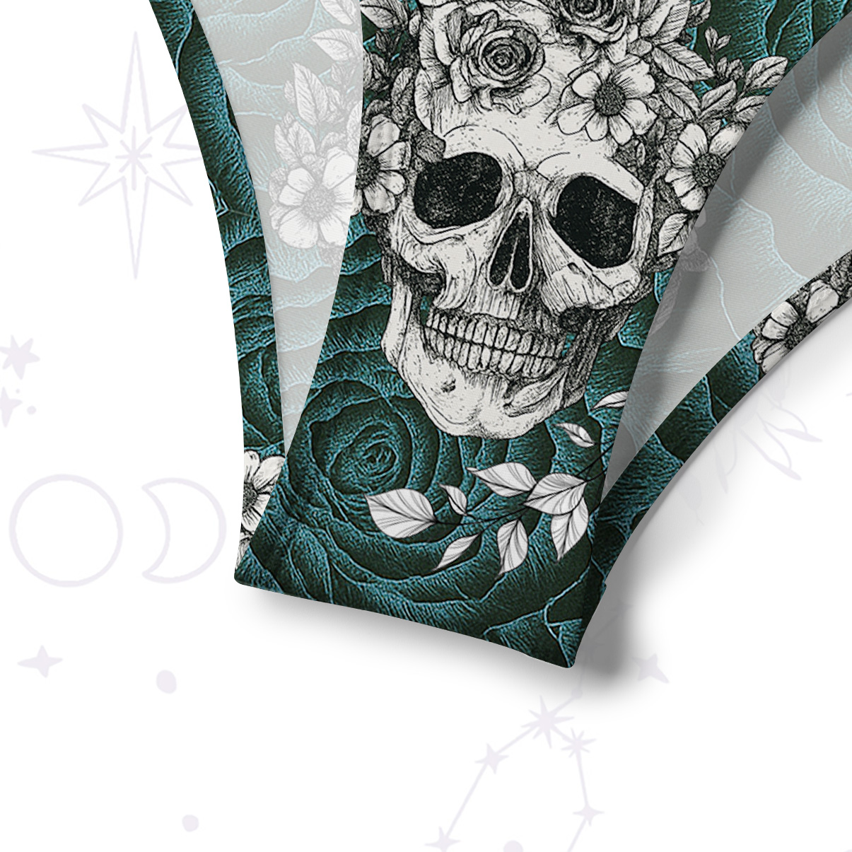 Purplehecate Rose Skull Crisscross Tie-Back Bikini Set