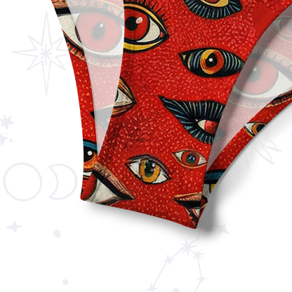 Purplehecate Cosmic Watcher Cat Crisscross Tie-Back Bikini Set