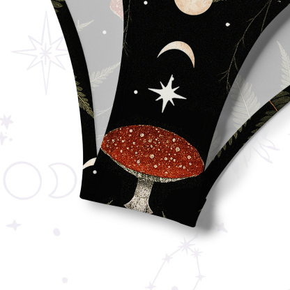Purplehecate Moonlit Mushroom Gown Crisscross Tie-Back Bikini Set