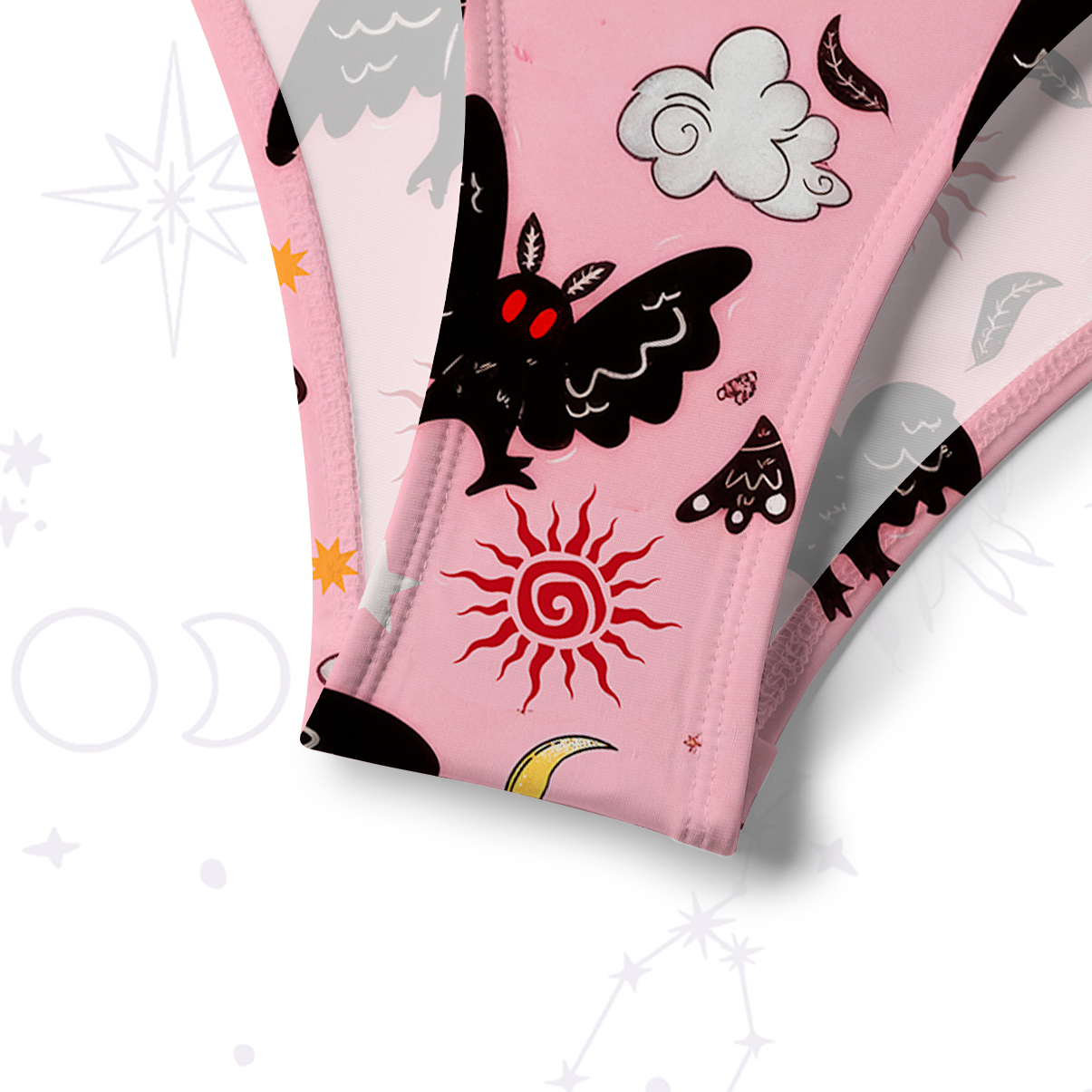 Purplehecate Cryptid Mothman Crisscross Tie-Back Bikini Set