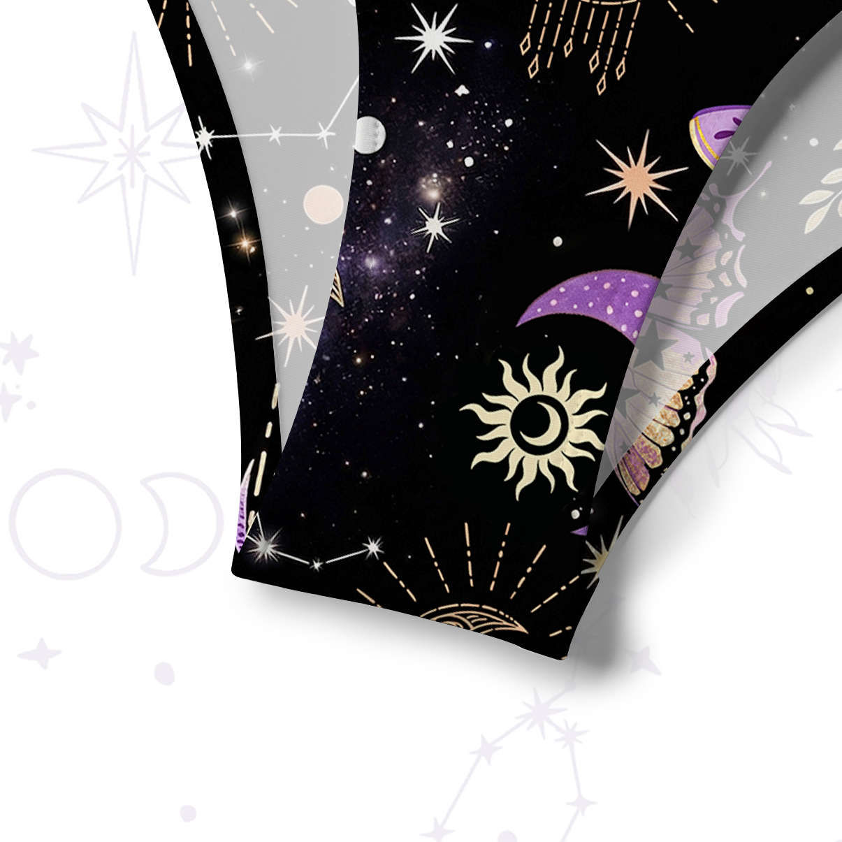 Purplehecate Starry Night Lunar Moth Crisscross Tie-Back Bikini Set
