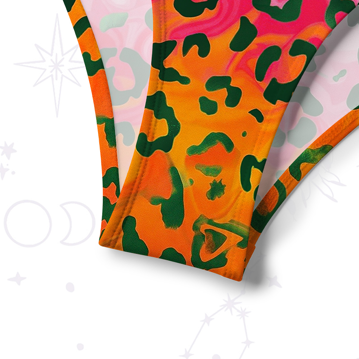 Purplehecate Rainbow Ombre Leopard Crisscross Tie-Back Bikini Set