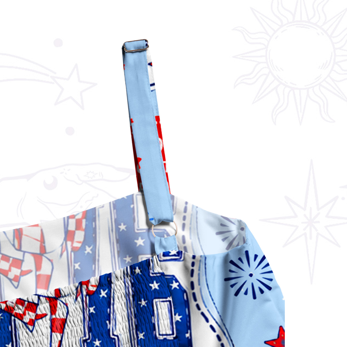 Purplehecate American Strong 1776 Patriotic Wide Straps Maxi Dress