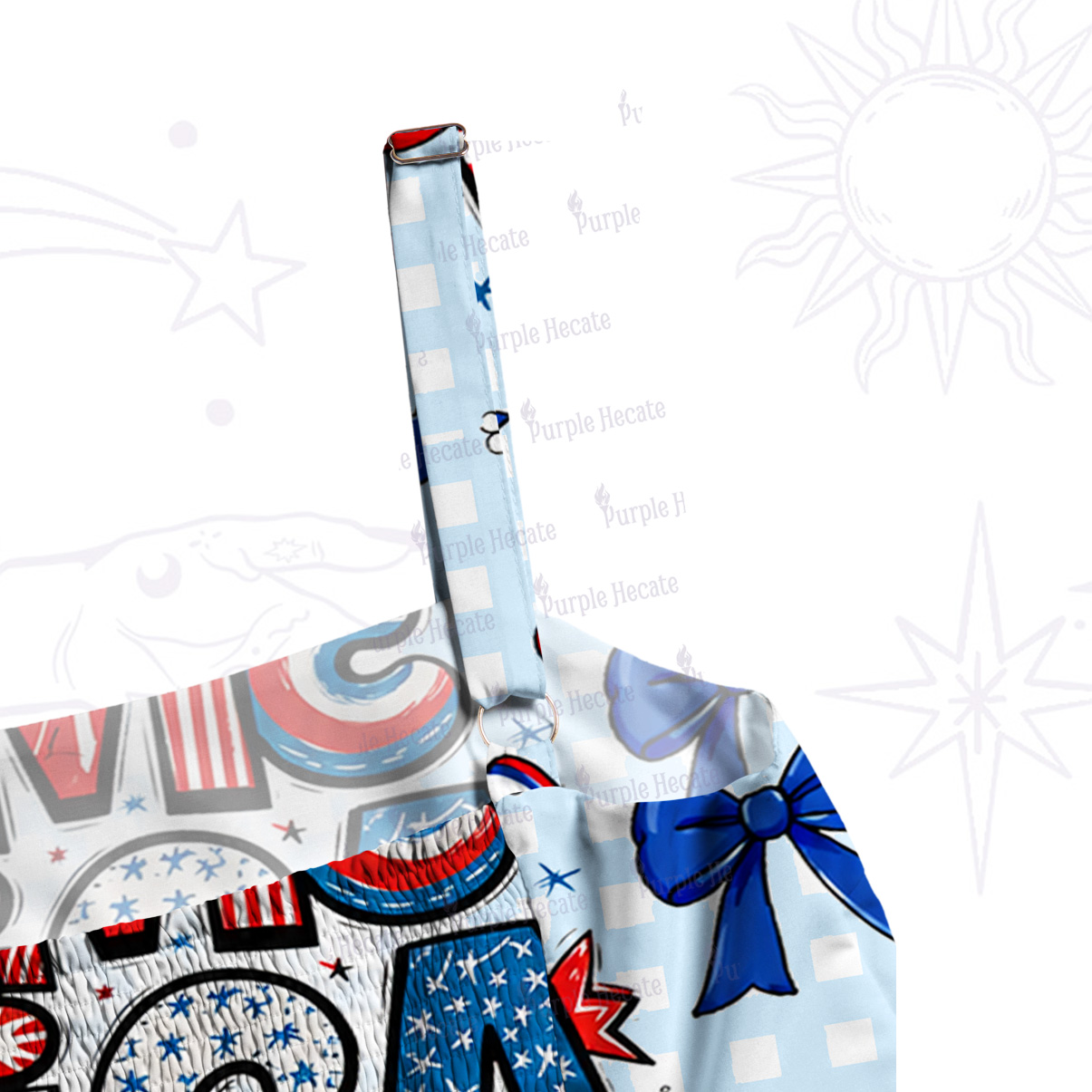 Purplehecate AMC Rich American Bow Patriotic Wide Straps Maxi Dress