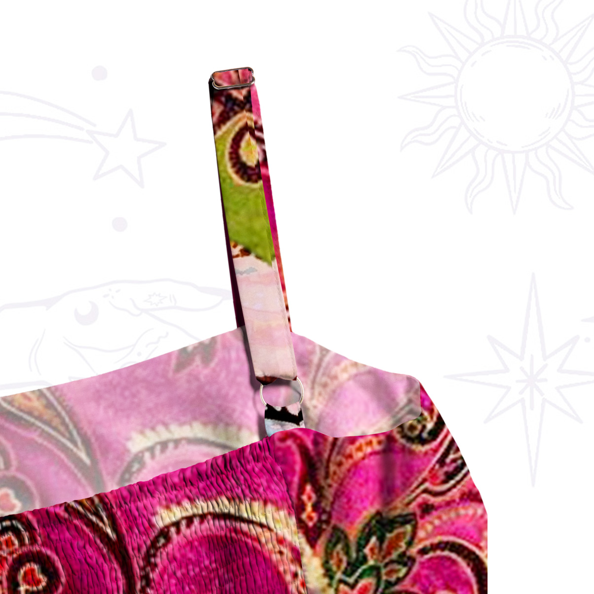 Purplehecate Pop Art Faces & Paisley Wide Straps Maxi Dress