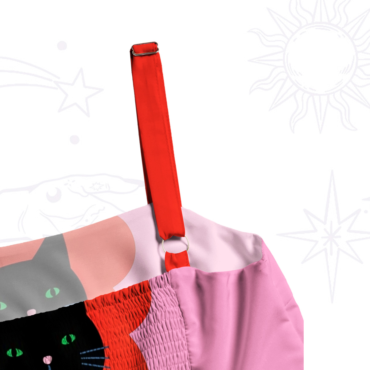 Purplehecate Rainbow Cat Faces Garden Wide Straps Maxi Dress