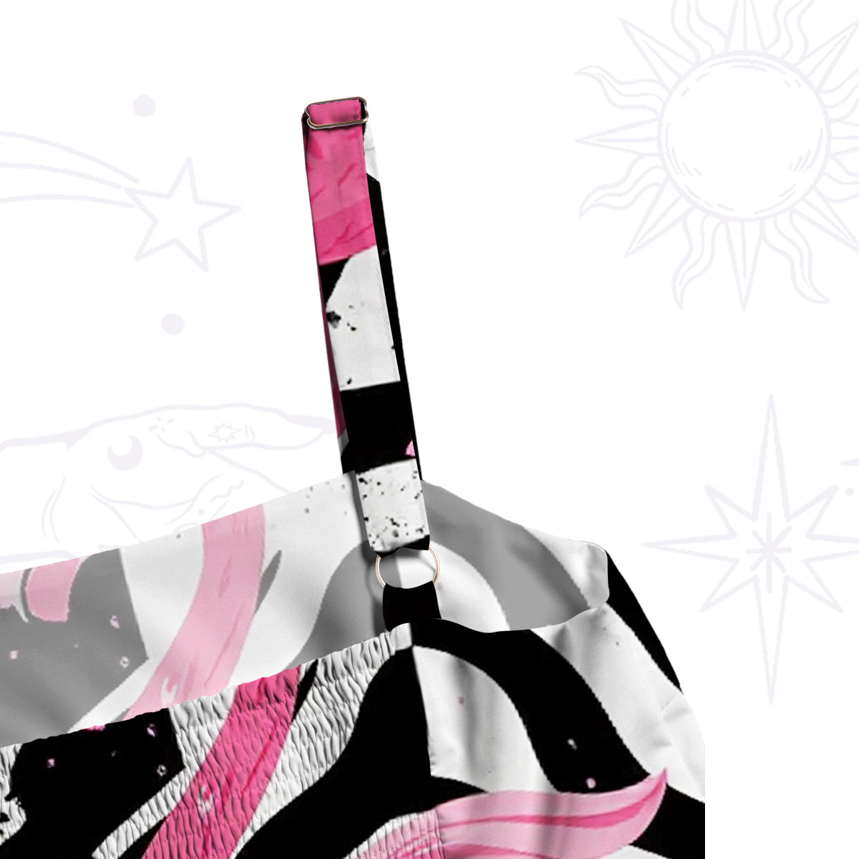 Purplehecate Mystic Pink Flamingo Bird Wide Straps Maxi Dress