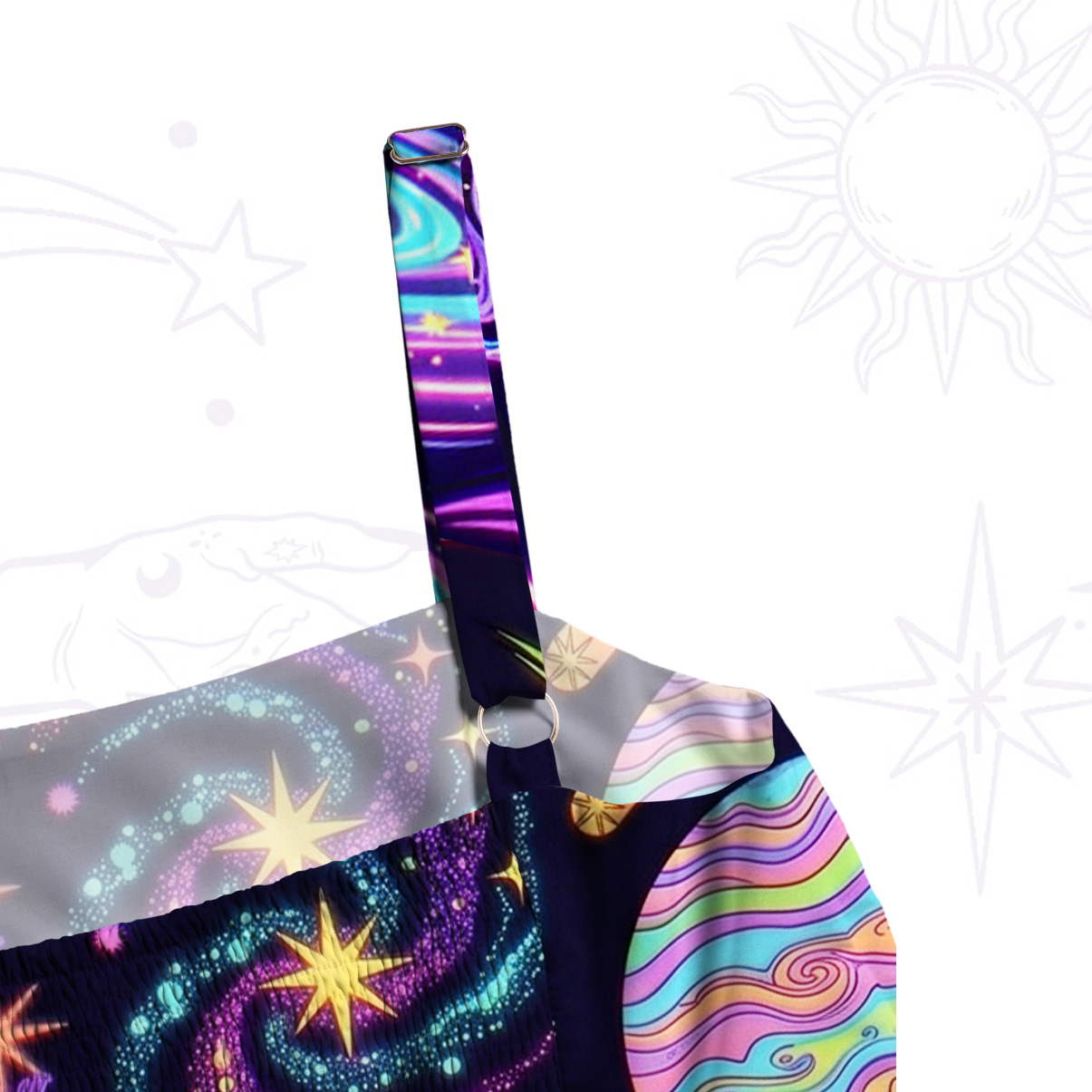 Purplehecate Celestial Magic Universe Wide Straps Maxi Dress