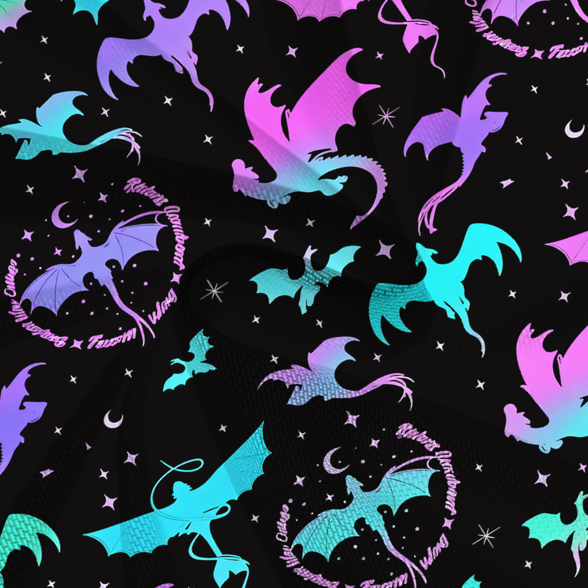 Purplehecate Neon Fantasy Dragon Allover Mesh Mermaid Hem Skirt
