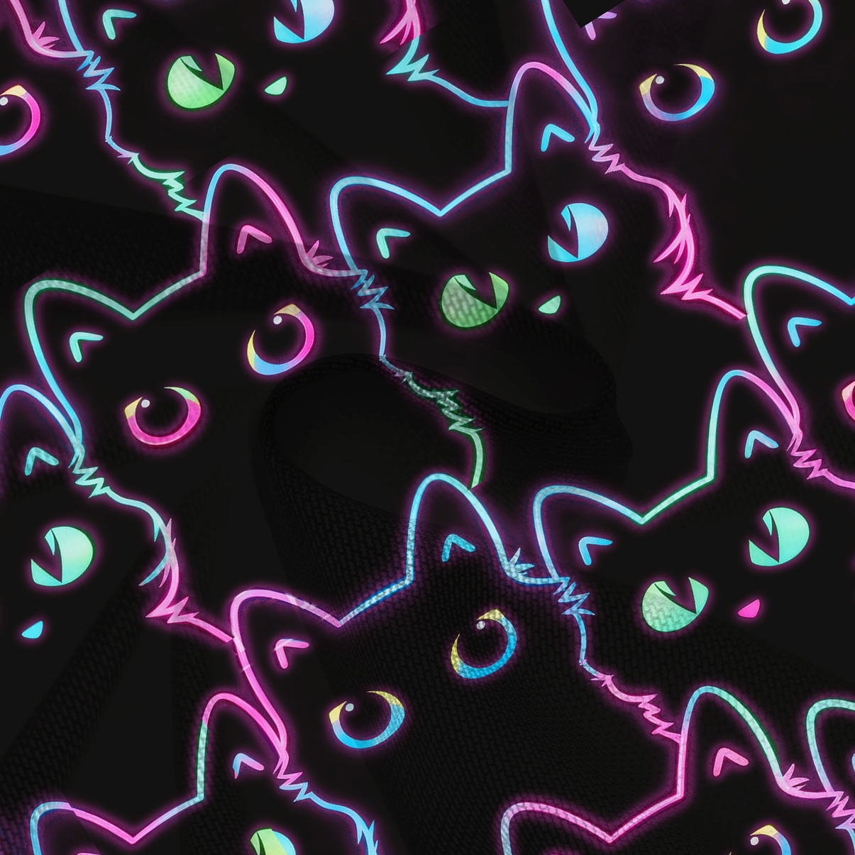Purplehecate Neon Glow Stacked Cats Mesh Mermaid Hem Skirt