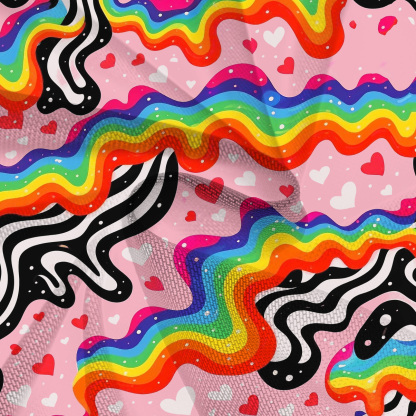 Purplehecate Groovy Melty Rainbow Hearts Wavy Mesh Mermaid Hem Skirt