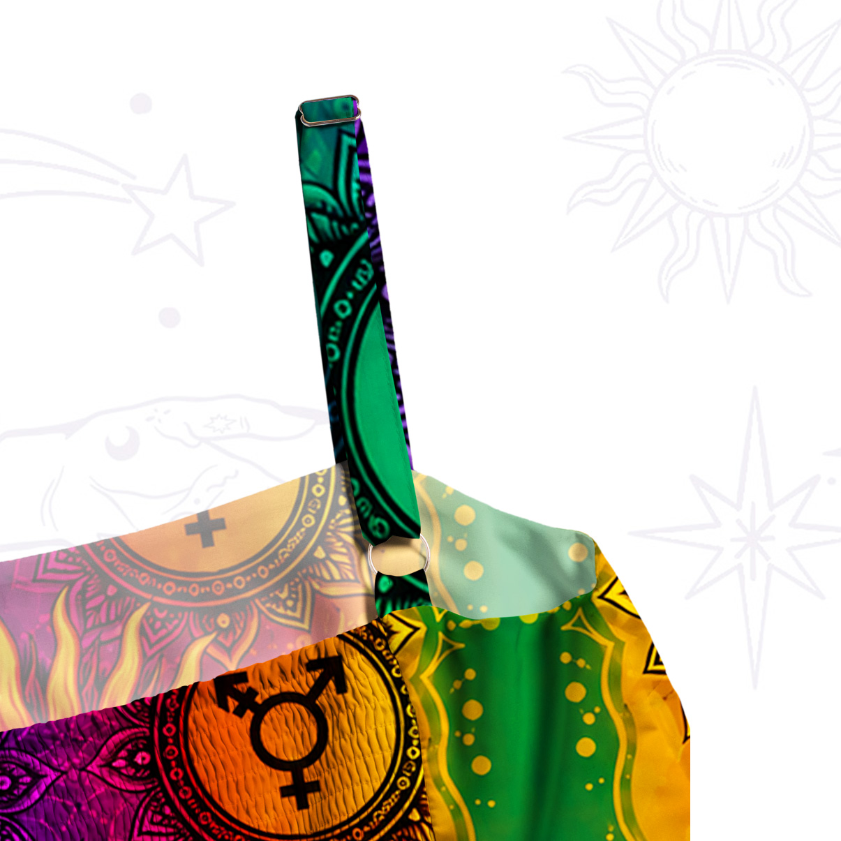 Purplehecate Pride Rainbow Spiritual Chakra Sun  Wide Straps Maxi Dress