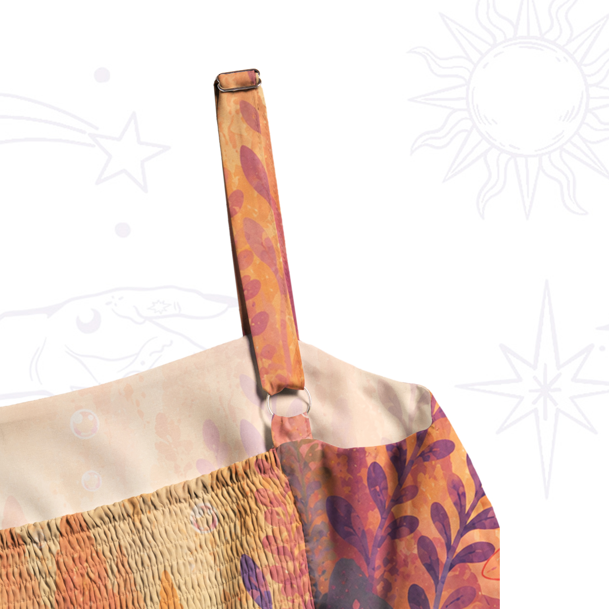 Purplehecate Dusky Axolotl Bay Wide Straps Maxi Dress