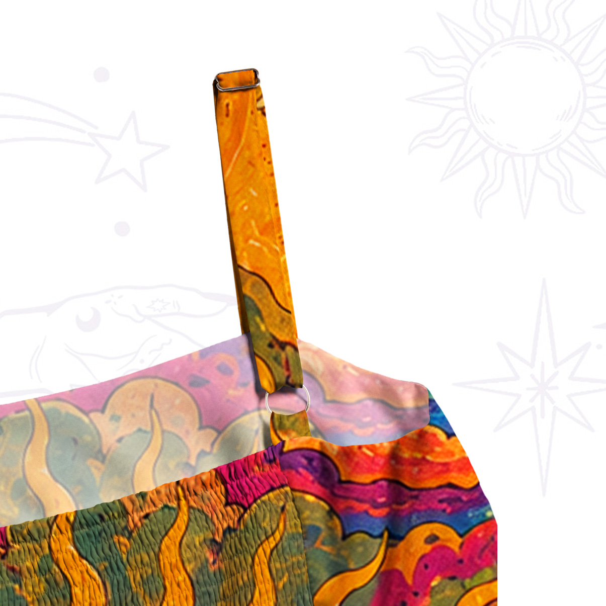 Purplehecate Psychedelic Sun Alien Trip Wide Straps Maxi Dress