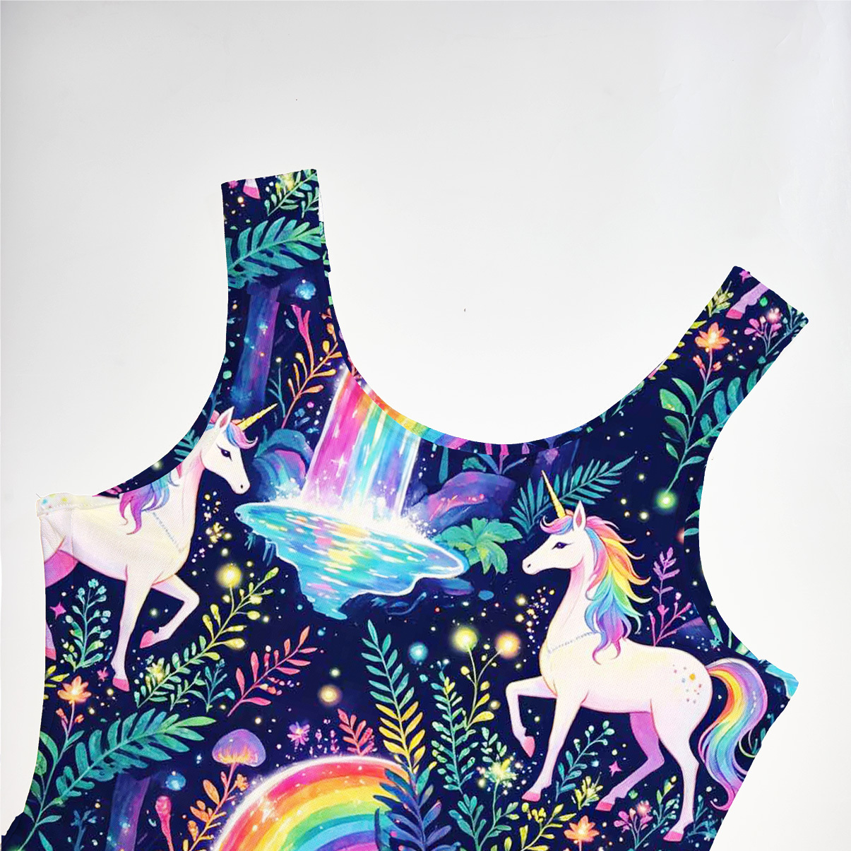 Purplehecate Rainbow Forest Unicorn Mesh Maxi Tank Beach Dress