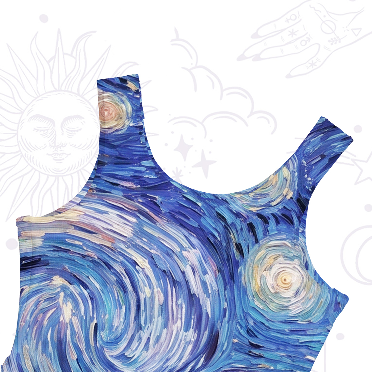 Purplehecate Starry Mystic Night Garden Cat Mesh Maxi Tank Beach Dress