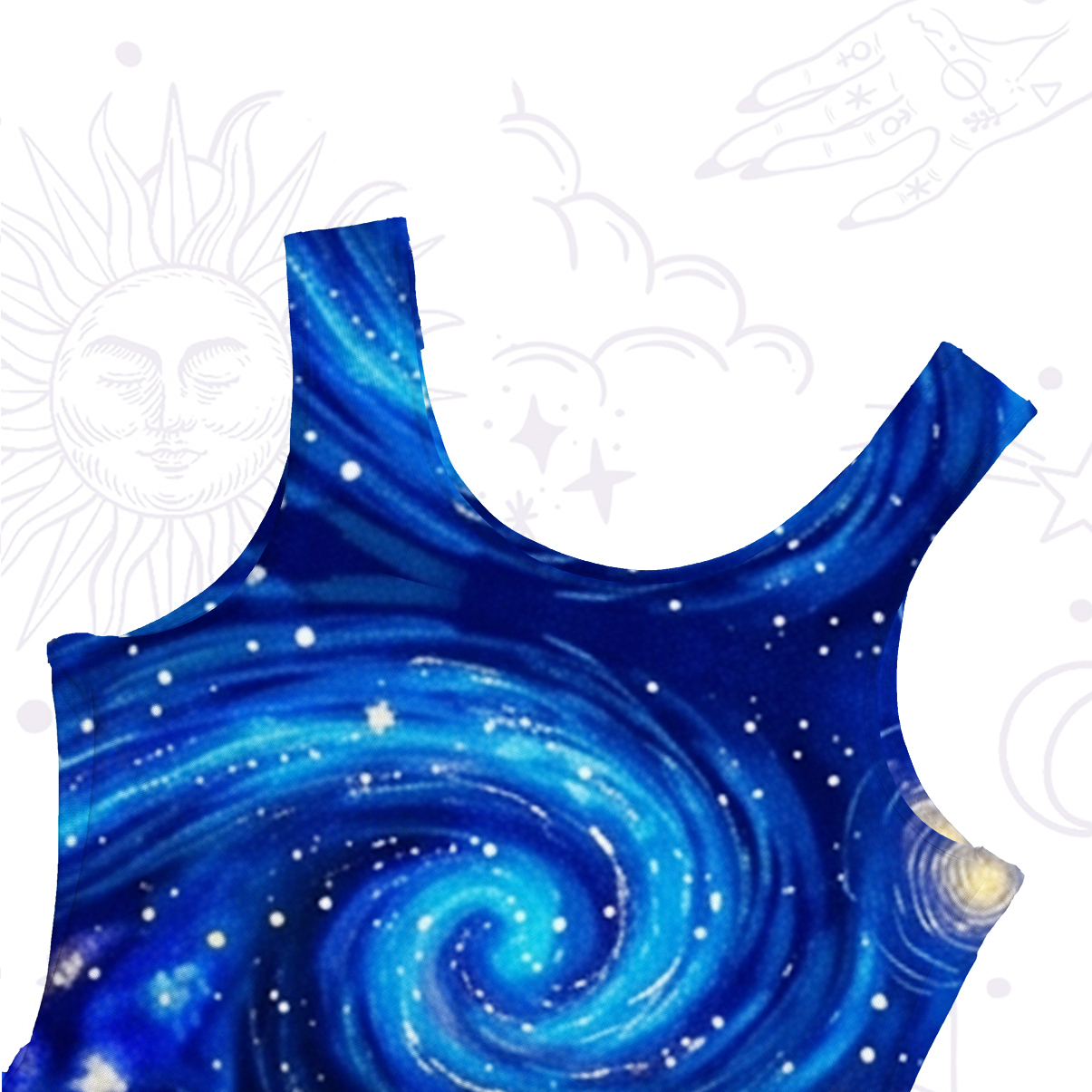 Purplehecate Moonlit Witch & Starry Cat Mesh Maxi Tank Beach Dress