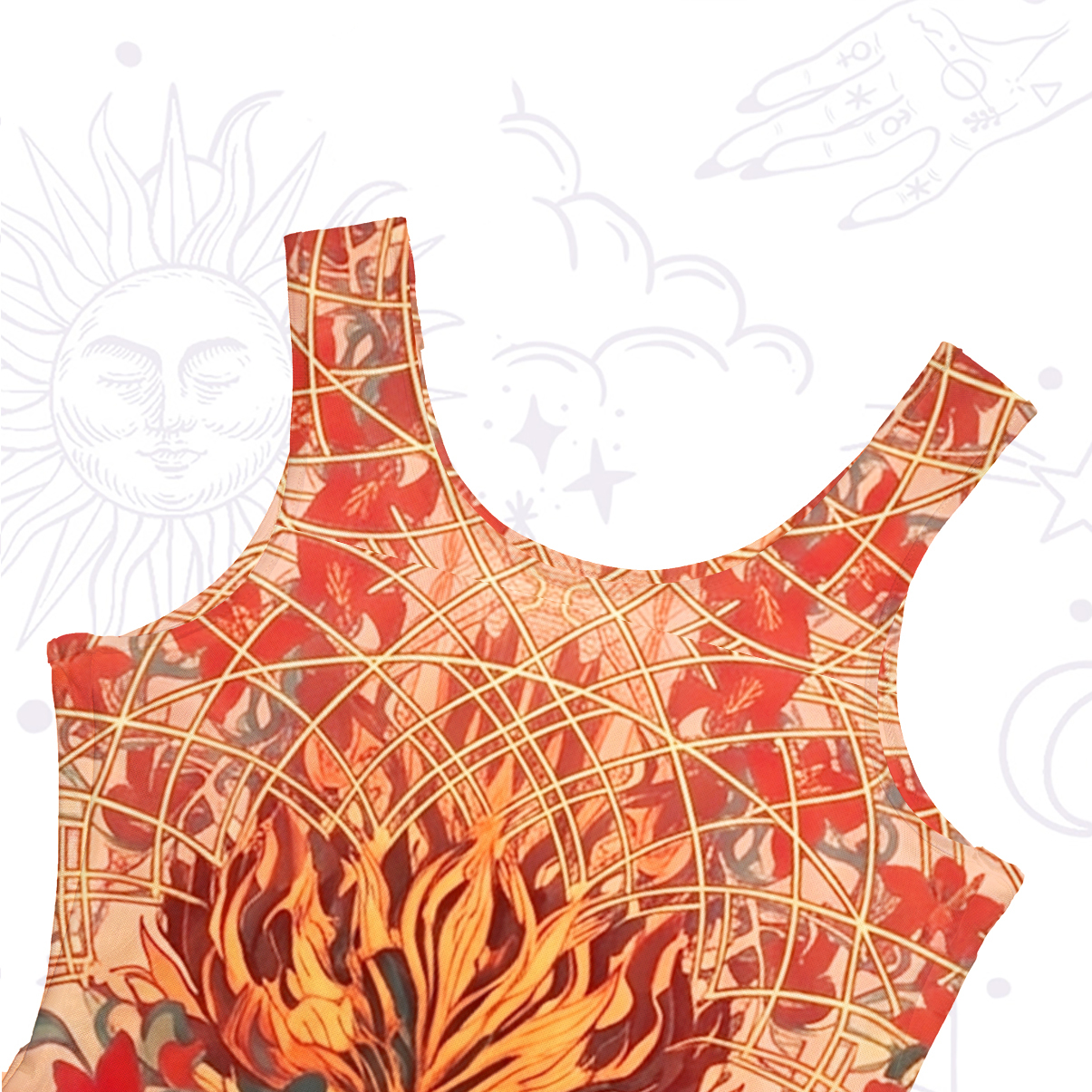 Purplehecate Blazing Jungle Night Cat Mesh Maxi Tank Beach Dress