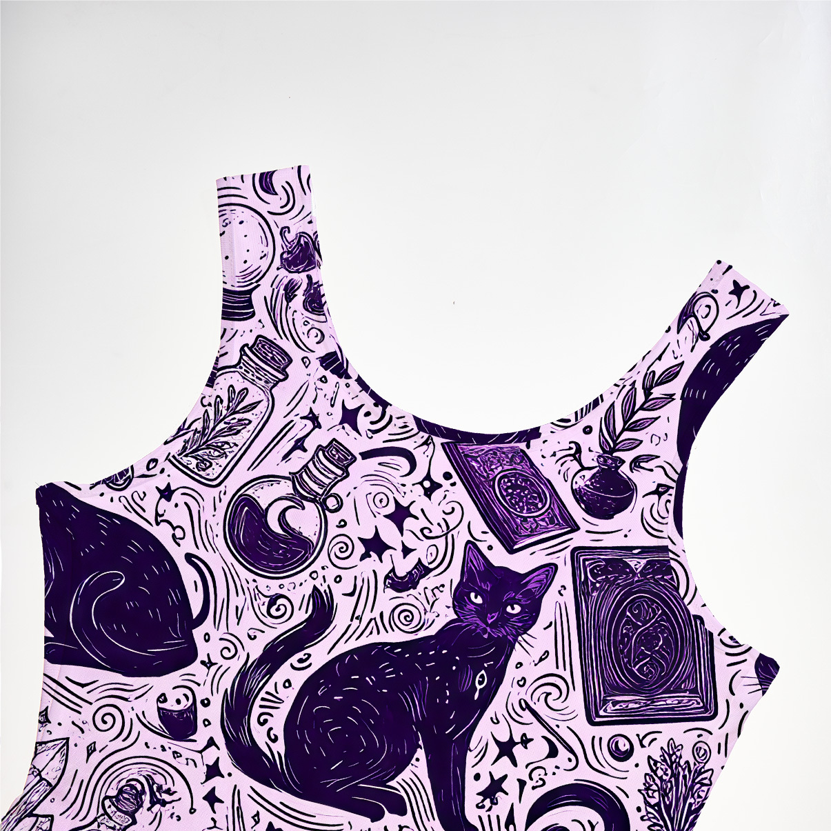 Purplehecate Midnight Black Cat Witch Potion Mesh Maxi Tank Beach Dress