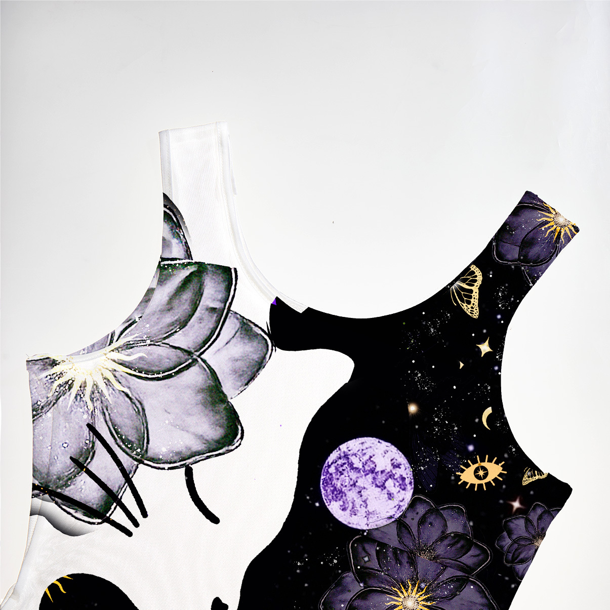 Purplehecate Starlit Cats & Butterflies Mesh Maxi Tank Beach Dress