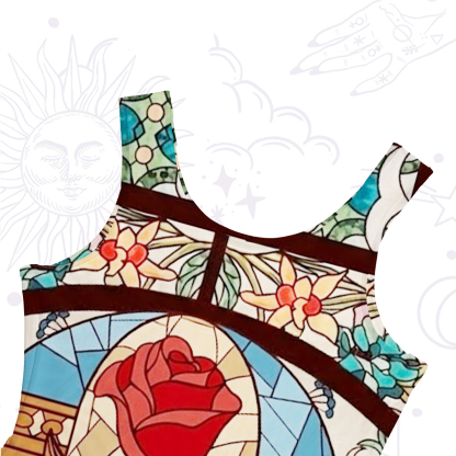 Purplehecate Stained Glass Rose Romance Mesh Maxi Tank Beach Dress