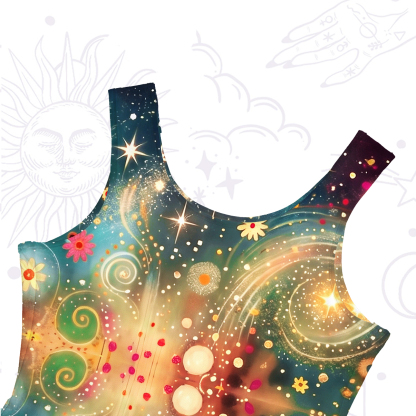 Purplehecate Starlit Flower Field Twin Witches Mesh Maxi Tank Beach Dress