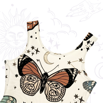 Purplehecate Mystic Vintage Butterfly Mesh Maxi Tank Beach Dress
