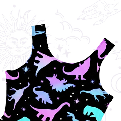 Purplehecate Neon Dino Dream Mesh Maxi Tank Beach Dress