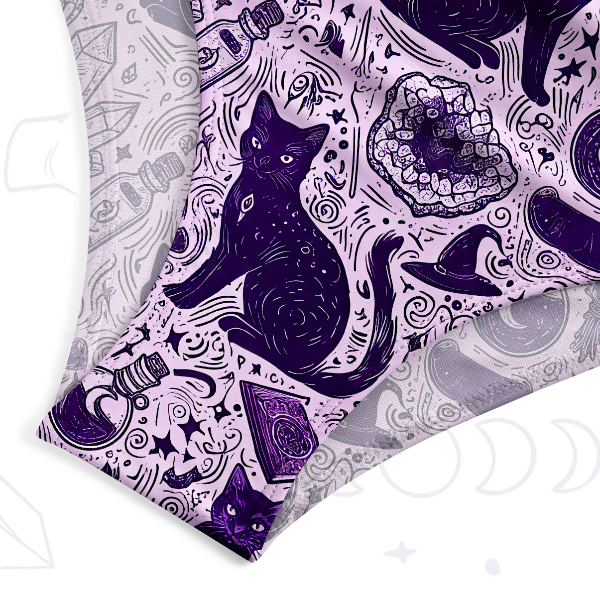 Purplehecate Midnight Black Cat Witch Potion One-Piece Swimsuit