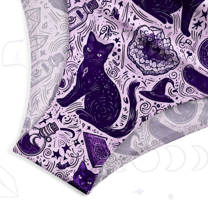 Purplehecate Midnight Black Cat Witch Potion One-Piece Swimsuit