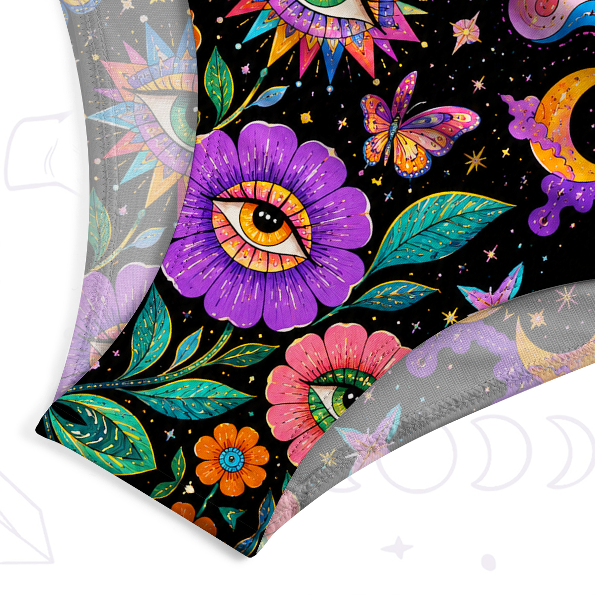 Purplehecate Groovy Hippie Flower Eyes One-Piece Swimsuit