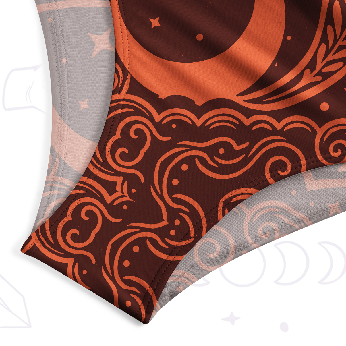 Purplehecate Celestial Sun Moon Waves One-Piece Swimsuit